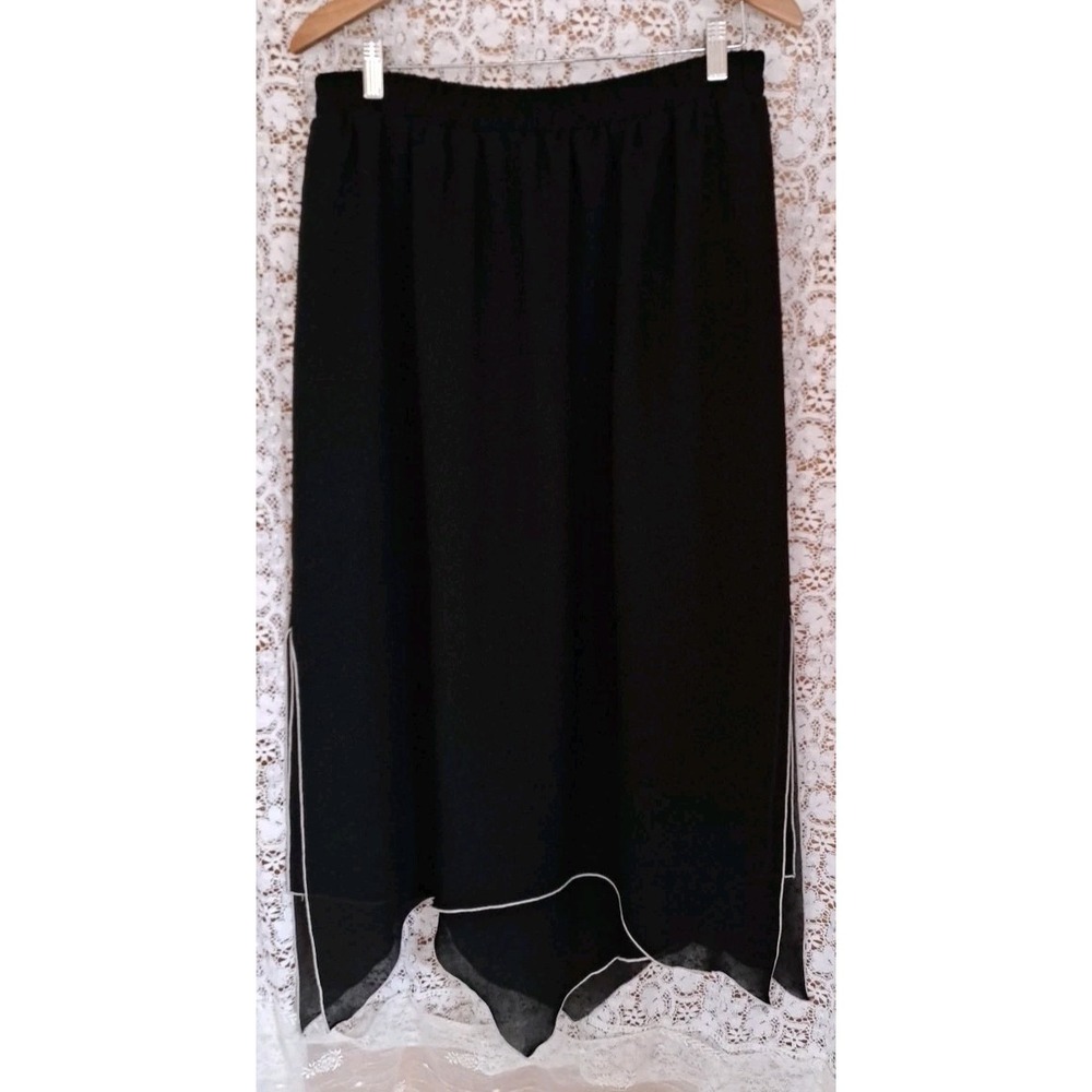 Black Maxi Skirt Size 18 Chiffon Fabric‎ Asymmetric Hem USA Witchy Whimsygoth